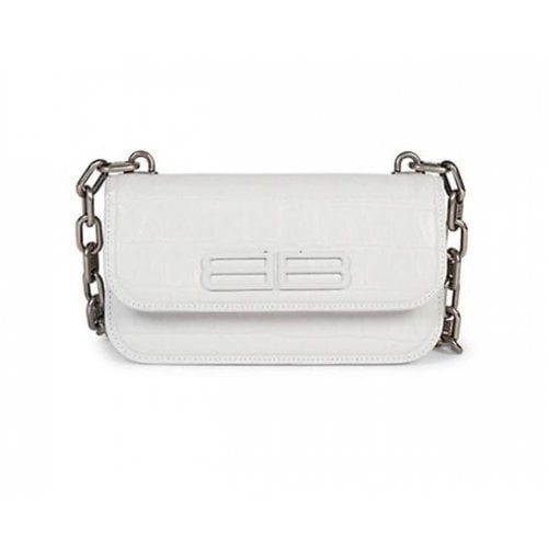 Pre-owned Balenciaga Bb Chain Leather Crossbody Bag In White