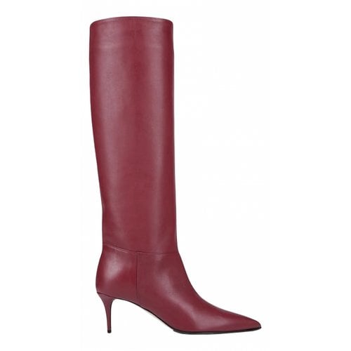 Pre-owned Le Silla Leather Boots In Burgundy