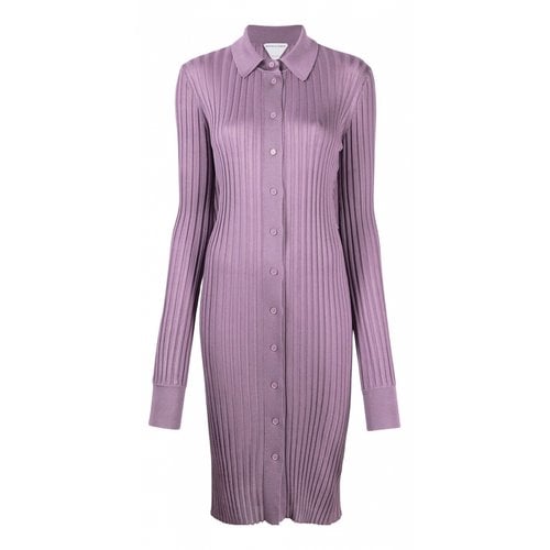 Pre-owned Bottega Veneta Silk Dress In Purple