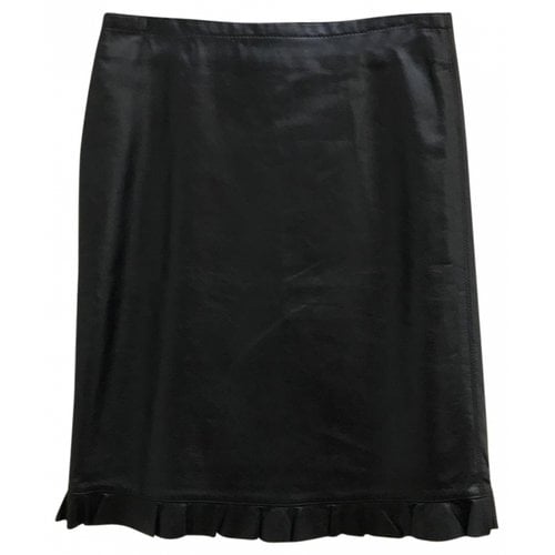 Pre-owned Bcbg Max Azria Leather Mini Skirt In Black