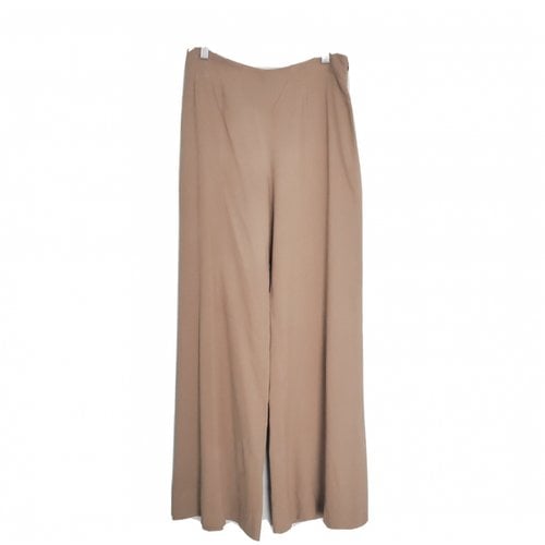 Pre-owned Giorgio Armani Silk Large Pants In Beige
