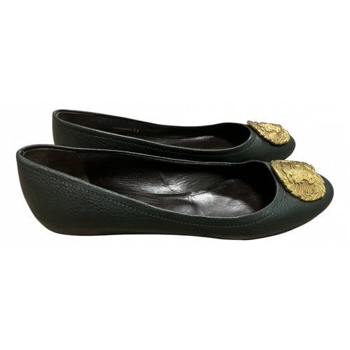 Pre-owned Burberry Leather Ballet Flats In Green