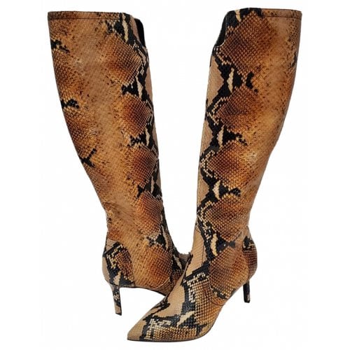 Pre-owned Aquatalia Python Boots In Brown