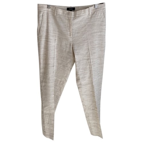 Pre-owned Theory Linen Trousers In Beige