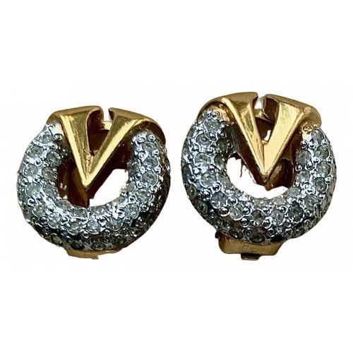 Pre-owned Valentino Garavani Crystal Earrings In Gold