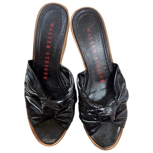 Pre-owned Walter Steiger Patent Leather Sandals In Black