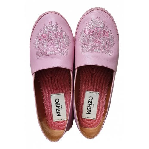 Pre-owned Kenzo Tigre Leather Espadrilles In Pink