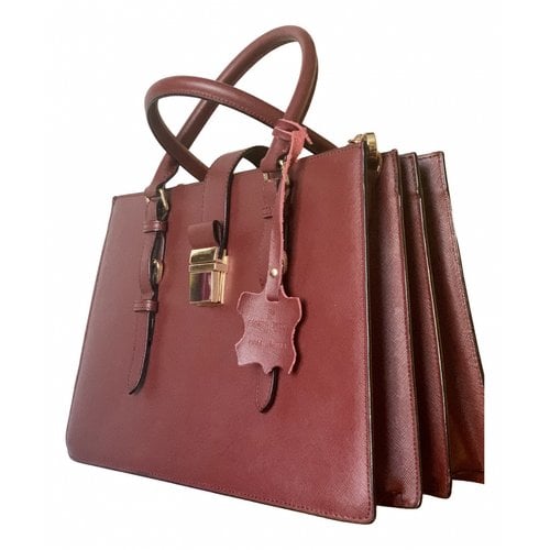 Pre-owned Pierre Cardin Leather Handbag In Burgundy