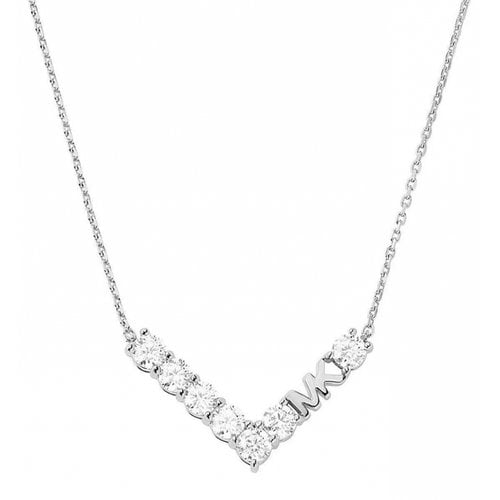 Pre-owned Michael Kors Crystal Necklace In Silver