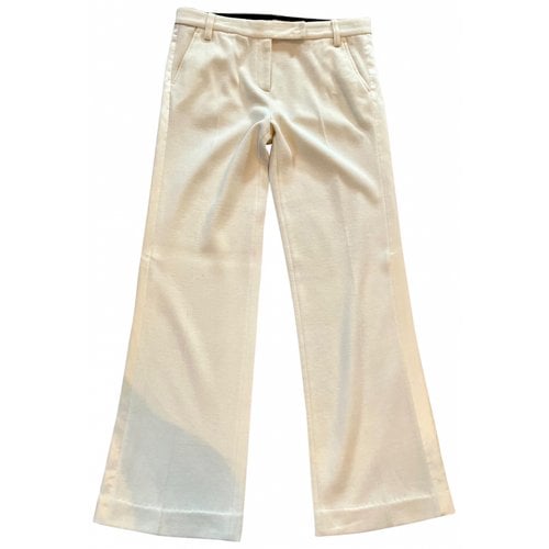 Pre-owned Tory Burch Wool Large Pants In White