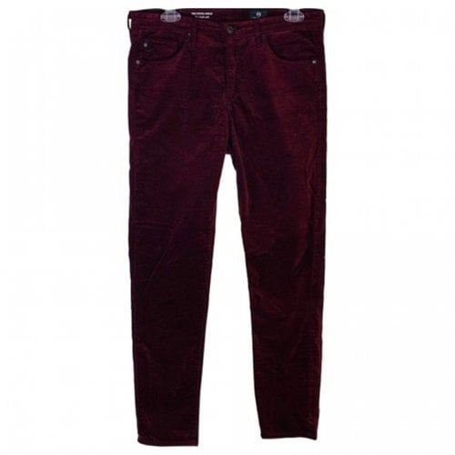 Pre-owned Ag Straight Jeans In Burgundy