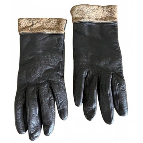 Pre-owned Lauren Ralph Lauren Leather Gloves In Brown