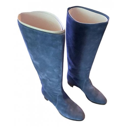 Pre-owned Sergio Rossi Riding Boots In Blue