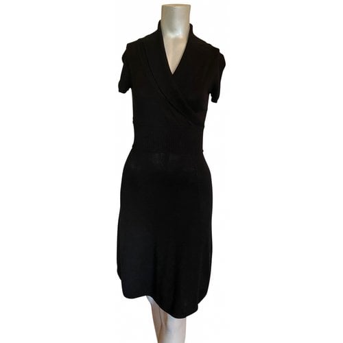 Pre-owned Bcbg Max Azria Silk Mid-length Dress In Black