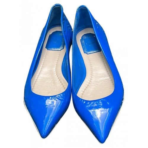 Pre-owned Dior Leather Ballet Flats In Blue