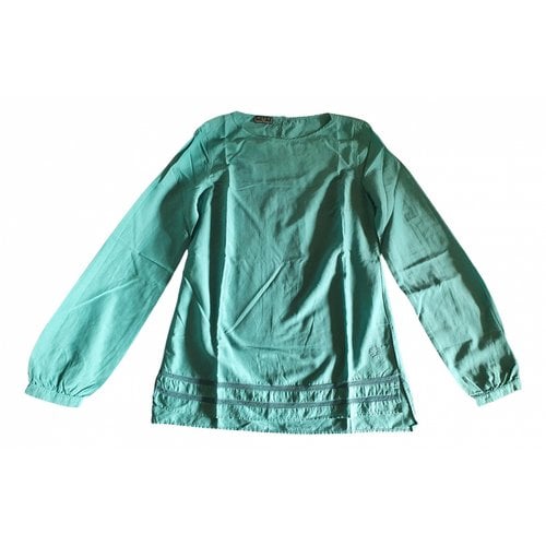 Pre-owned Fred Perry Silk Blouse In Turquoise