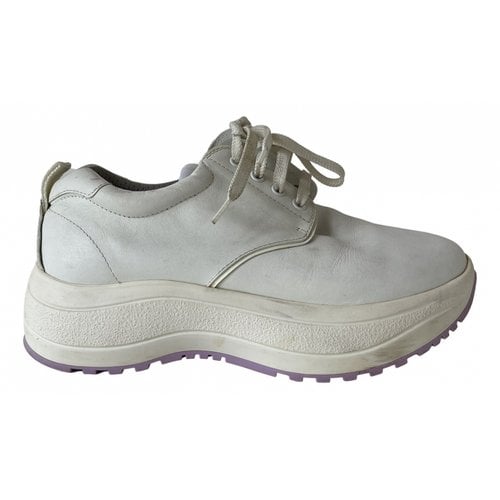 Pre-owned Celine Delivery Leather Trainers In White