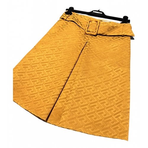 Pre-owned Versace Silk Mid-length Skirt In Gold