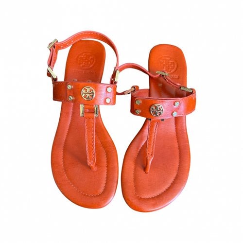 Pre-owned Tory Burch Leather Sandals In Orange