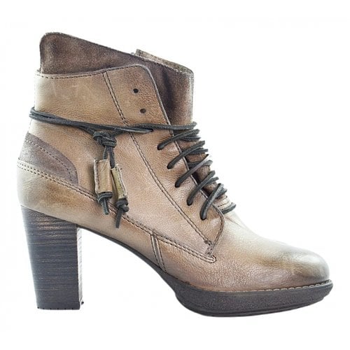 Pre-owned Mjus Leather Ankle Boots In Brown