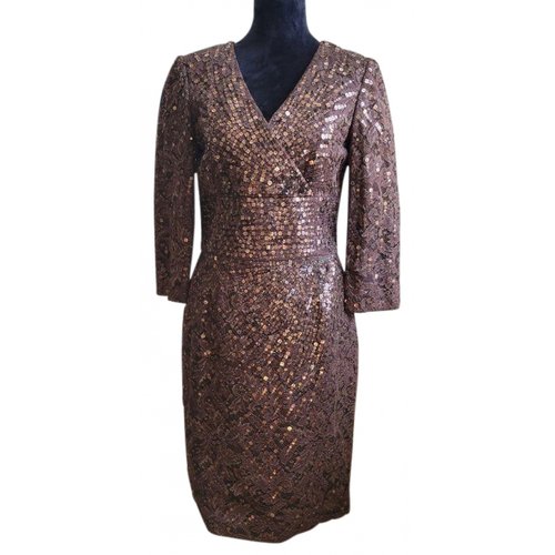 Pre-owned Carolina Herrera Glitter Dress In Brown