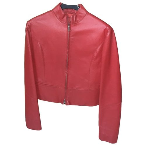 Pre-owned Compagnia Italiana Leather Jacket In Red