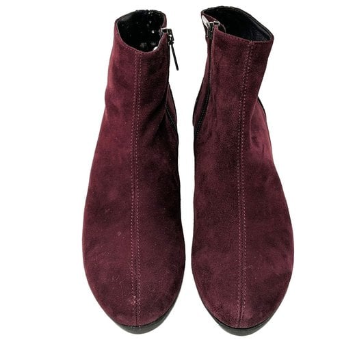 Pre-owned Aquatalia Ankle Boots In Burgundy