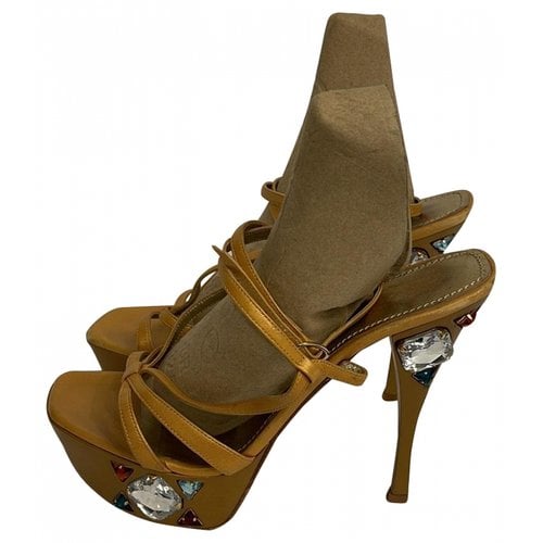 Pre-owned Casadei Leather Sandals In Beige