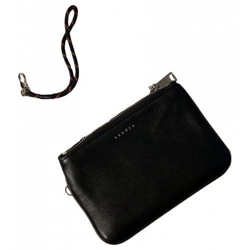Pre-owned Sandro Leather Clutch Bag In Black