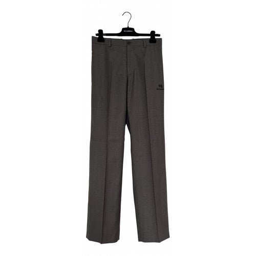 Pre-owned Balenciaga Wool Straight Pants In Brown