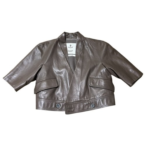 Pre-owned Bally Leather Jacket In Ecru