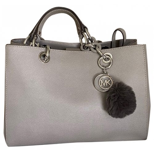 Pre-owned Michael Kors Leather Satchel In Grey
