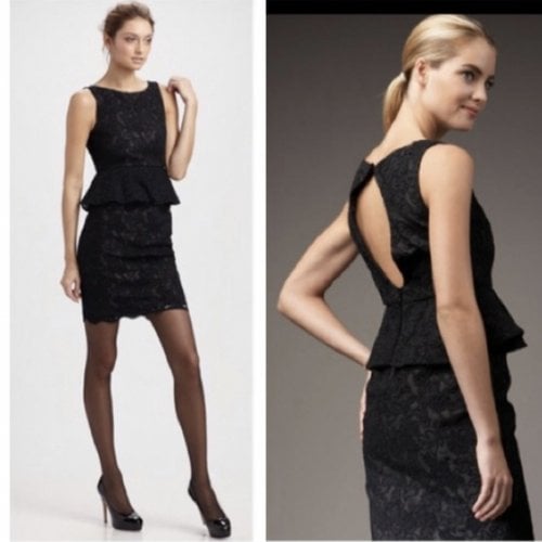 Pre-owned Alice And Olivia Lace Mini Dress In Black
