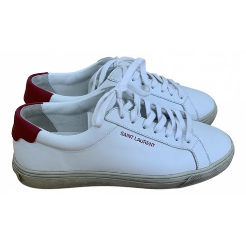 Pre-owned Saint Laurent Andy Leather Trainers In White