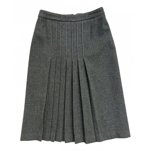 Pre-owned Etro Tweed Mid-length Skirt In Khaki