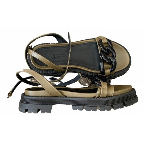Pre-owned Janet & Janet Leather Sandals In Green