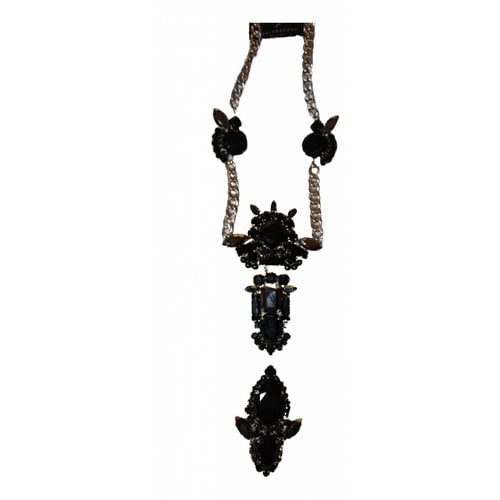 Pre-owned Reminiscence Crystal Long Necklace In Black