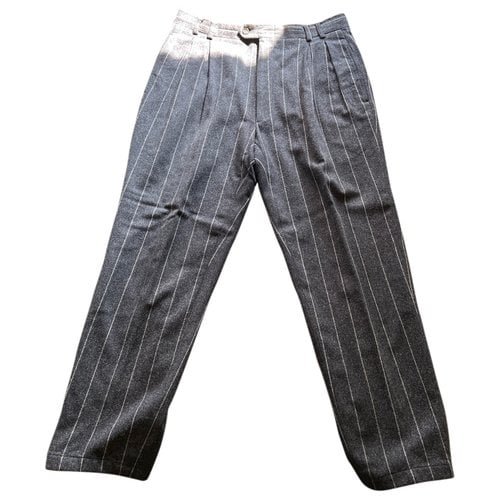 Pre-owned Krizia Wool Trousers In Grey