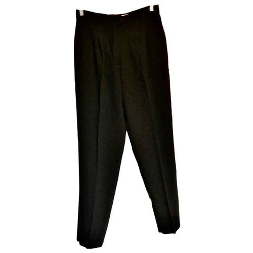 Pre-owned Giorgio Armani Wool Straight Pants In Black