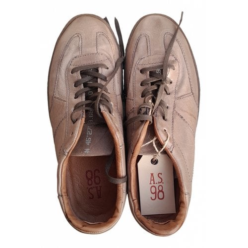 Pre-owned As98 Leather Low Trainers In Brown