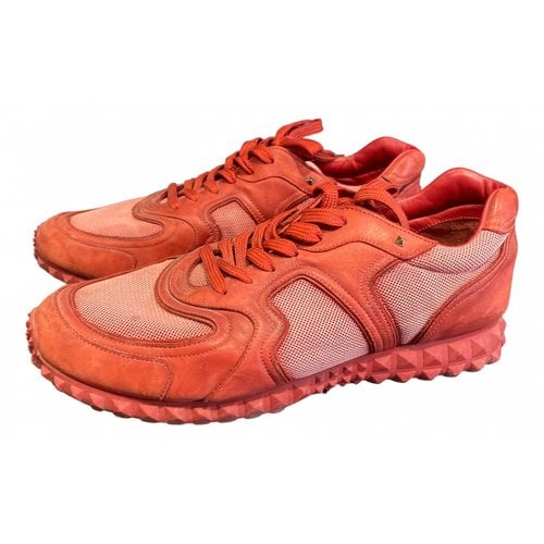 Pre-owned Valentino Garavani Backnet Cloth Trainers In Red