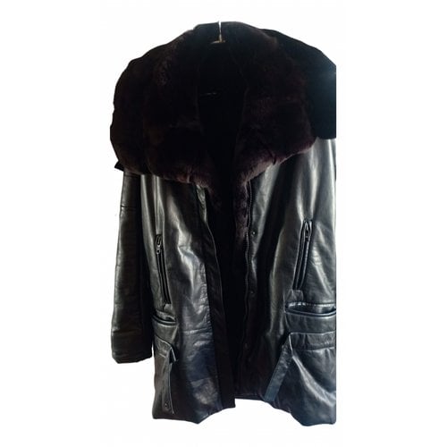 Pre-owned Givenchy Leather Coat In Black