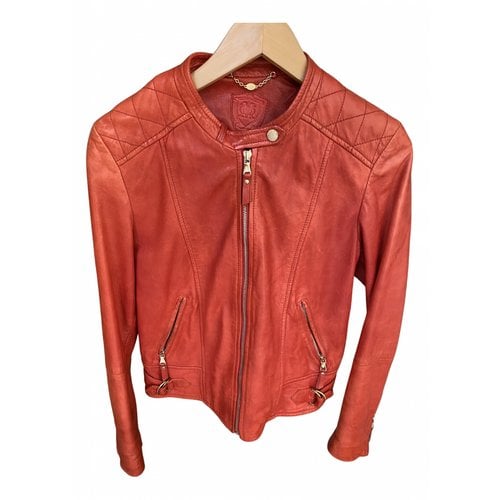 Pre-owned Massimo Dutti Leather Jacket In Pink