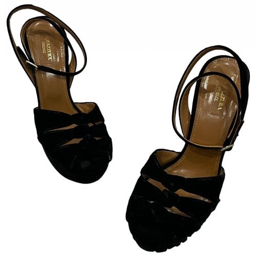 Pre-owned Aquazzura Velvet Sandals In Black