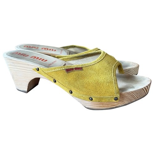 Pre-owned Miu Miu Sandals In Yellow