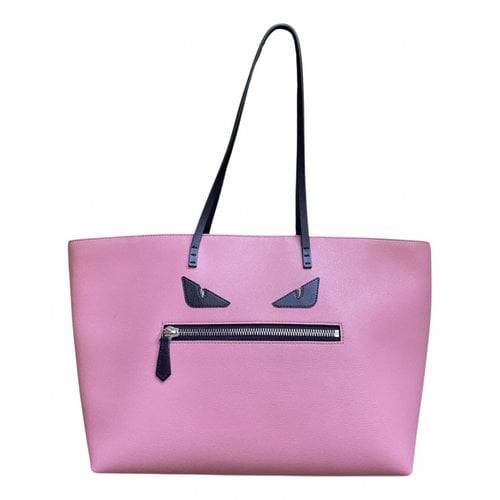 Pre-owned Fendi Roll Bag Leather Tote In Pink