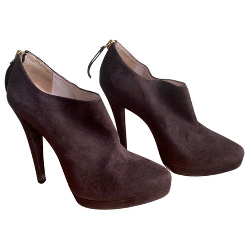 Pre-owned Miu Miu Ankle Boots In Brown