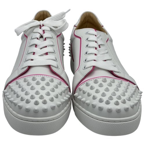 Pre-owned Christian Louboutin Leather Trainers In White