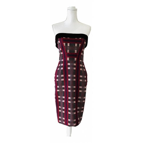 Pre-owned Carolina Herrera Silk Mid-length Dress In Burgundy