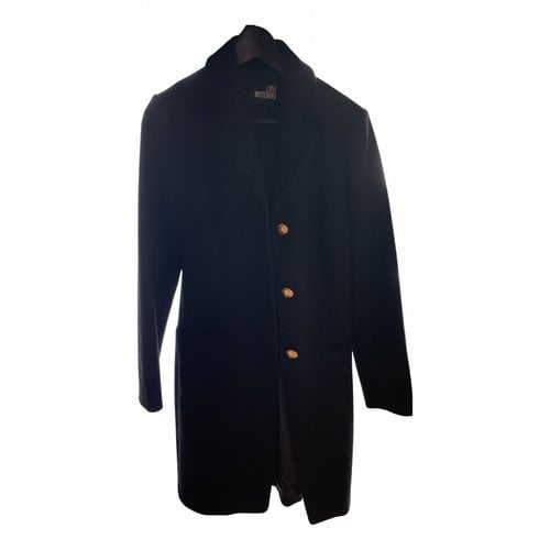 Pre-owned Moschino Love Wool Coat In Black